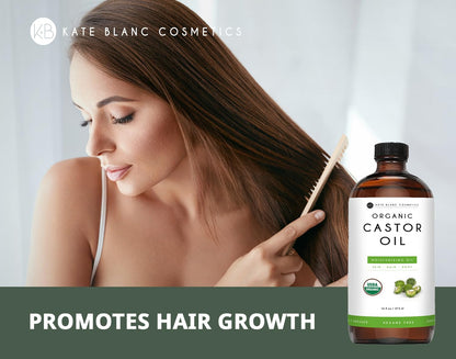 Kate Blanc Cosmetics Castor Oil Organic for Hair Growth & Body (16oz). 100% Pure Cold-Pressed Kate Blanc CosmeticsBuy Supplements Australia