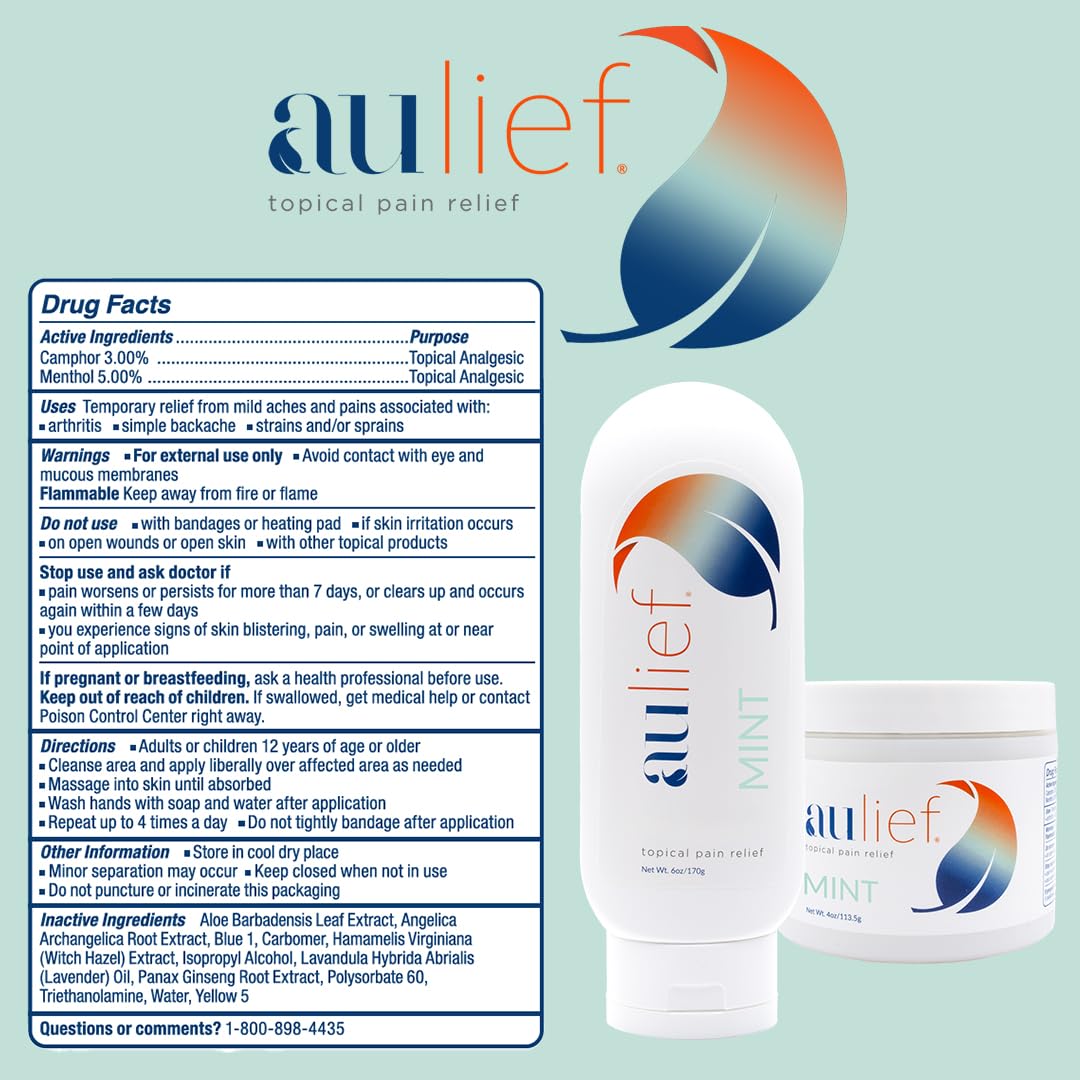China-Gel Aulief Pain Relief Cream Arthritis & Muscle Rub for Sore Muscles & Joint Pain, Neck, Knee & Back Aches, Premium Mint Green Topical Gel, 6 oz Tottle China-GelBuy Supplements Australia