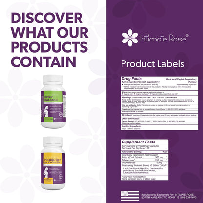 Intimate Rose Combo Pack! Flora Bloom Probiotics for Women (One Bottle) and Boric Balance Boric Acid Intimate RoseBuy Supplements Australia