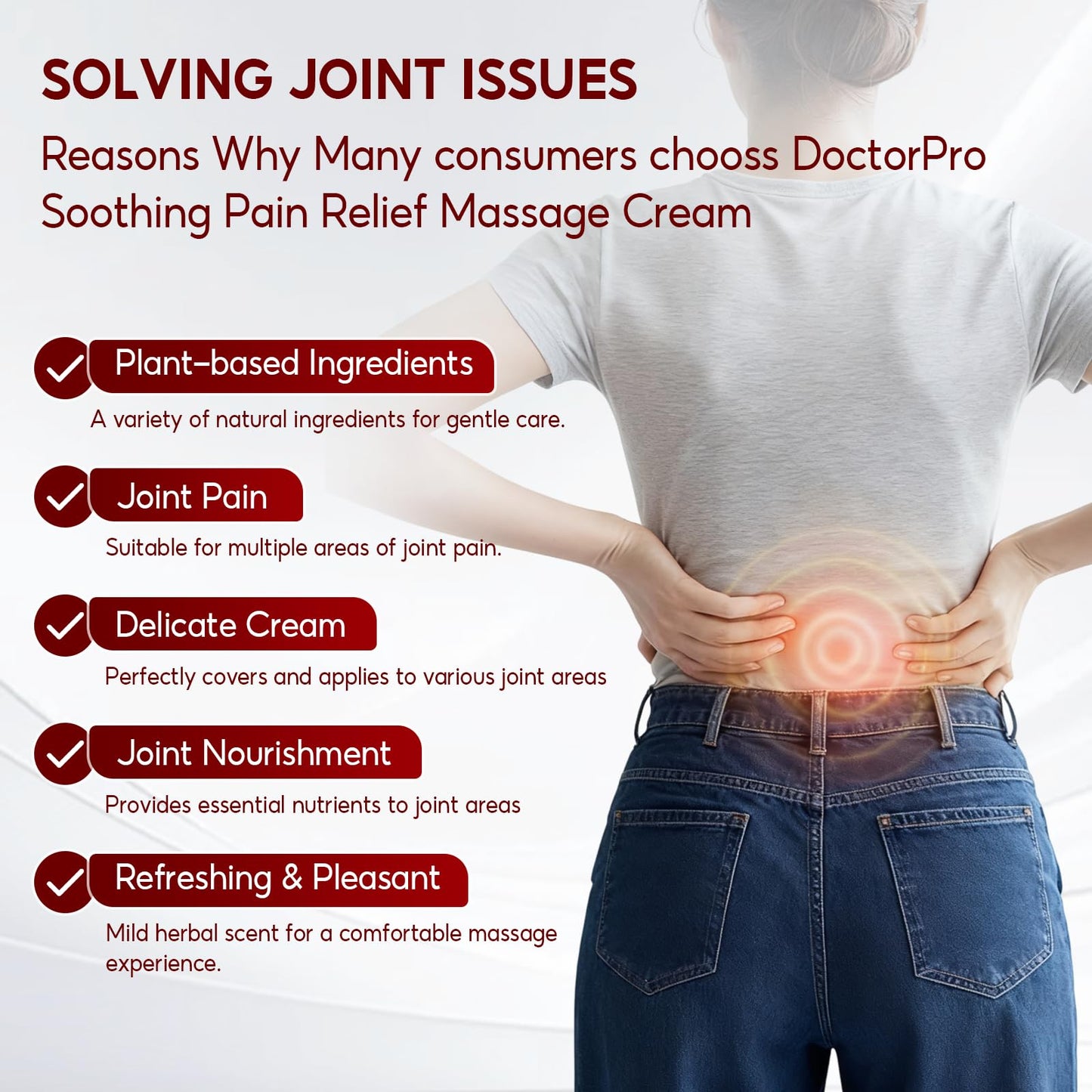 DoctorPro Soothing Massage Cream 80g Joint Relief Roll Muscle Comfort Non-Greasy Refreshing Formula for Knees, Lumbar, Neck, Back,Shoulders, Hands, and Feet, Menthol Gel DoctorProBuy Supplements Australia