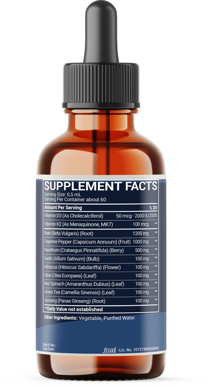 11in1 Beet Root Liquid Drops - Support Overall Wellness - with Vitamin D3, Vitamin K2, Hawthorn Berry, Cayenne Pepper, Garlic, Hibiscus, Olive, Red Spinach, Green Tea - 1 FL Oz - 60 Day Supply MeciscoBuy Supplements Australia