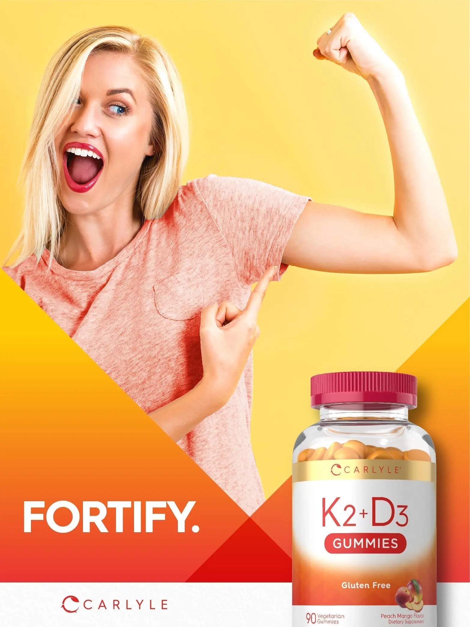 Carlyle Vitamin D3 K2 Gummies | 90 Count | 5,000 IU of D3 + 100 mcg MK7 | Peach Mango Flavor CarlyleBuy Supplements Australia