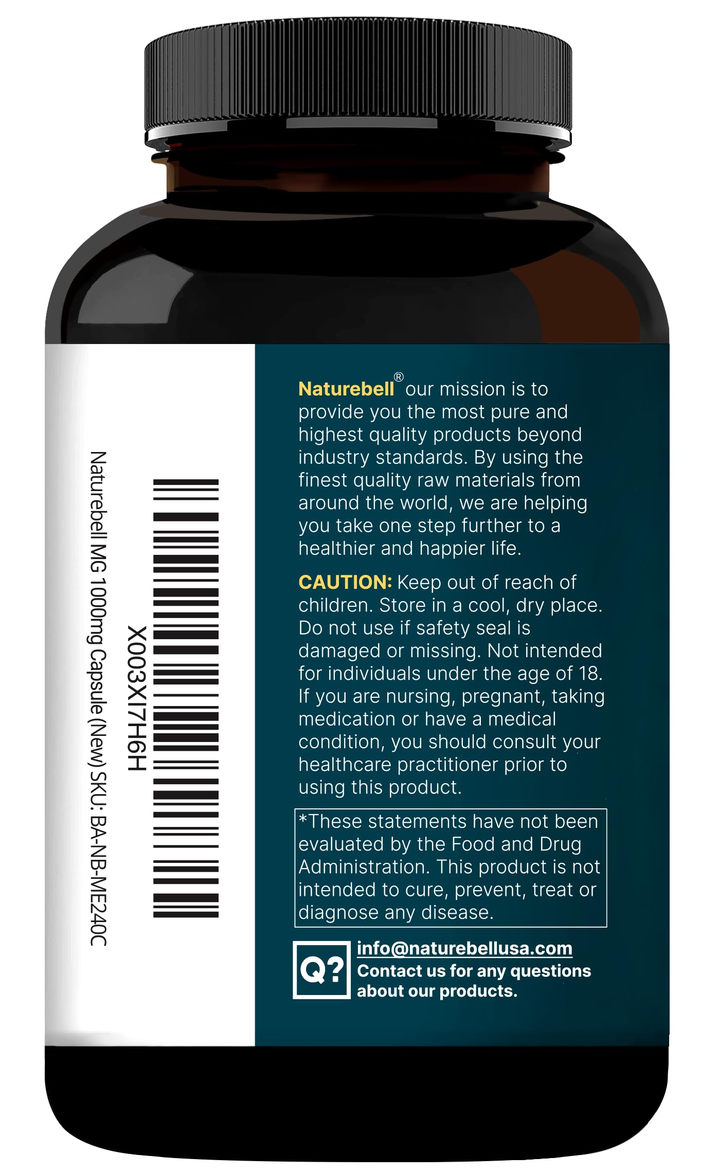 NatureBell Magnesium Glycinate 1,000mg, 240 Capsules | 500mg per Capsule | 100% Chelated & Purified | Sleep, Muscle & Nerve Support | Non-GMO, Gluten-Free NatureBellBuy Supplements Australia
