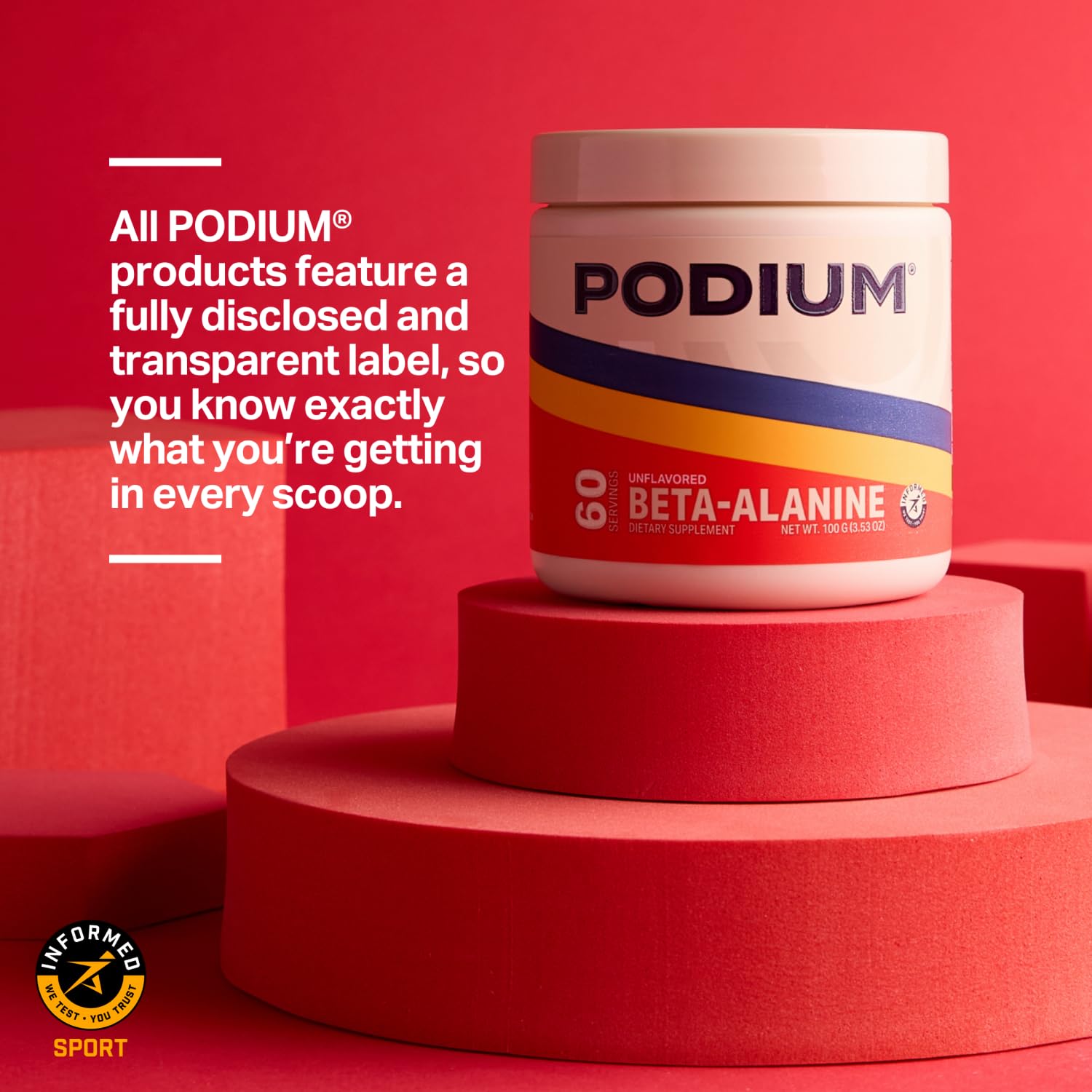 Podium Nutrition, Solos | Beta Alanine, 60 Servings, Unflavored, Boost Athletic Performance Podium NutritionBuy Supplements Australia