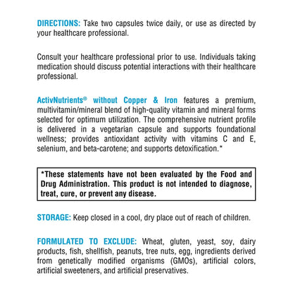 XYMOGEN ActivNutrients Without Copper & Iron - Multimineral Multivitamin for Men + Women with Folate, B12, Zinc and Vitamin C XYMOGENBuy Supplements Australia