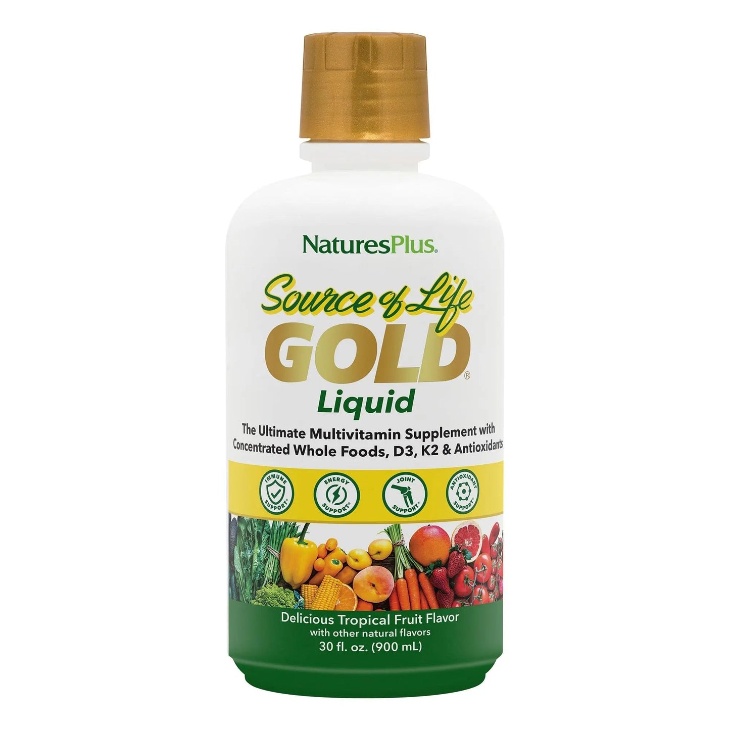 NaturesPlus Source of Life Gold Multivitamin Liquid 30 oz Supports Energy Production, Healthy Immune System & Well-Being Includes Vitamins D3, B12, K2 NaturesPlusBuy Supplements Australia