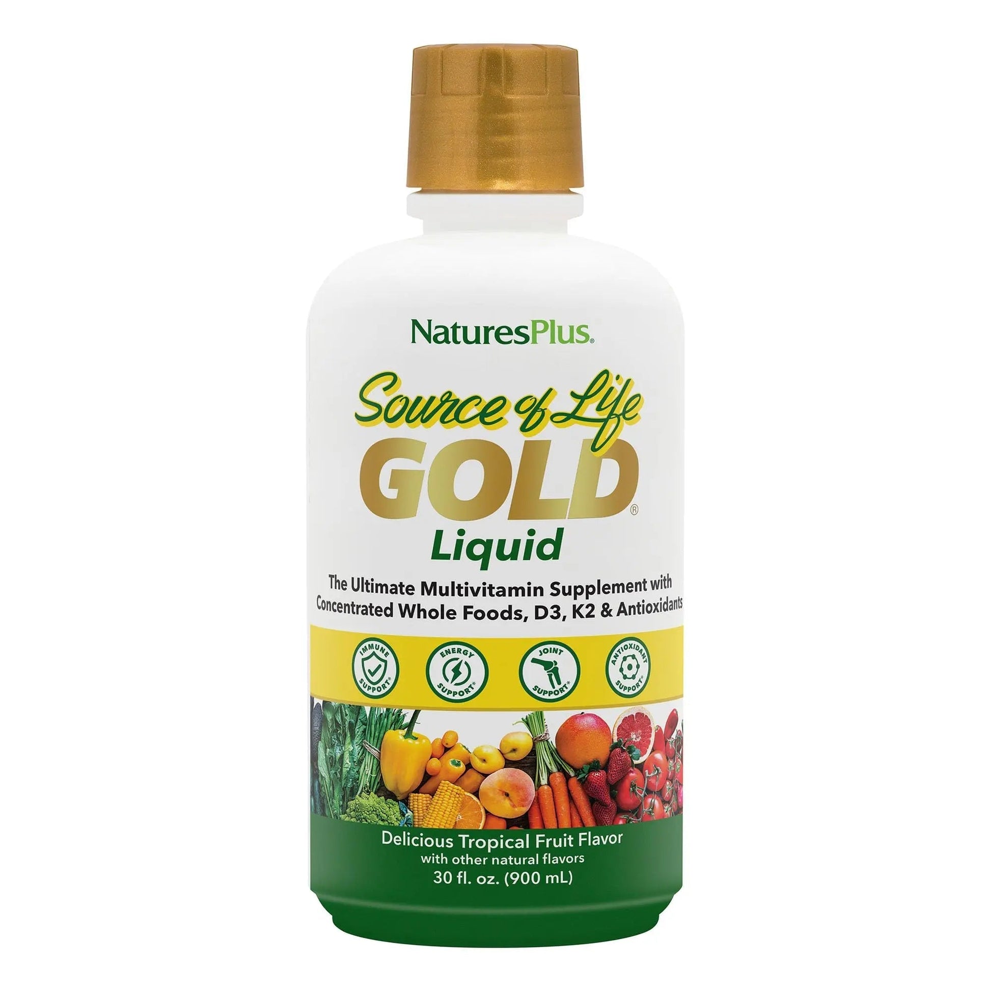 NaturesPlus Source of Life Gold Multivitamin Liquid 30 oz Supports Energy Production, Healthy Immune System & Well-Being Includes Vitamins D3, B12, K2 NaturesPlusBuy Supplements Australia
