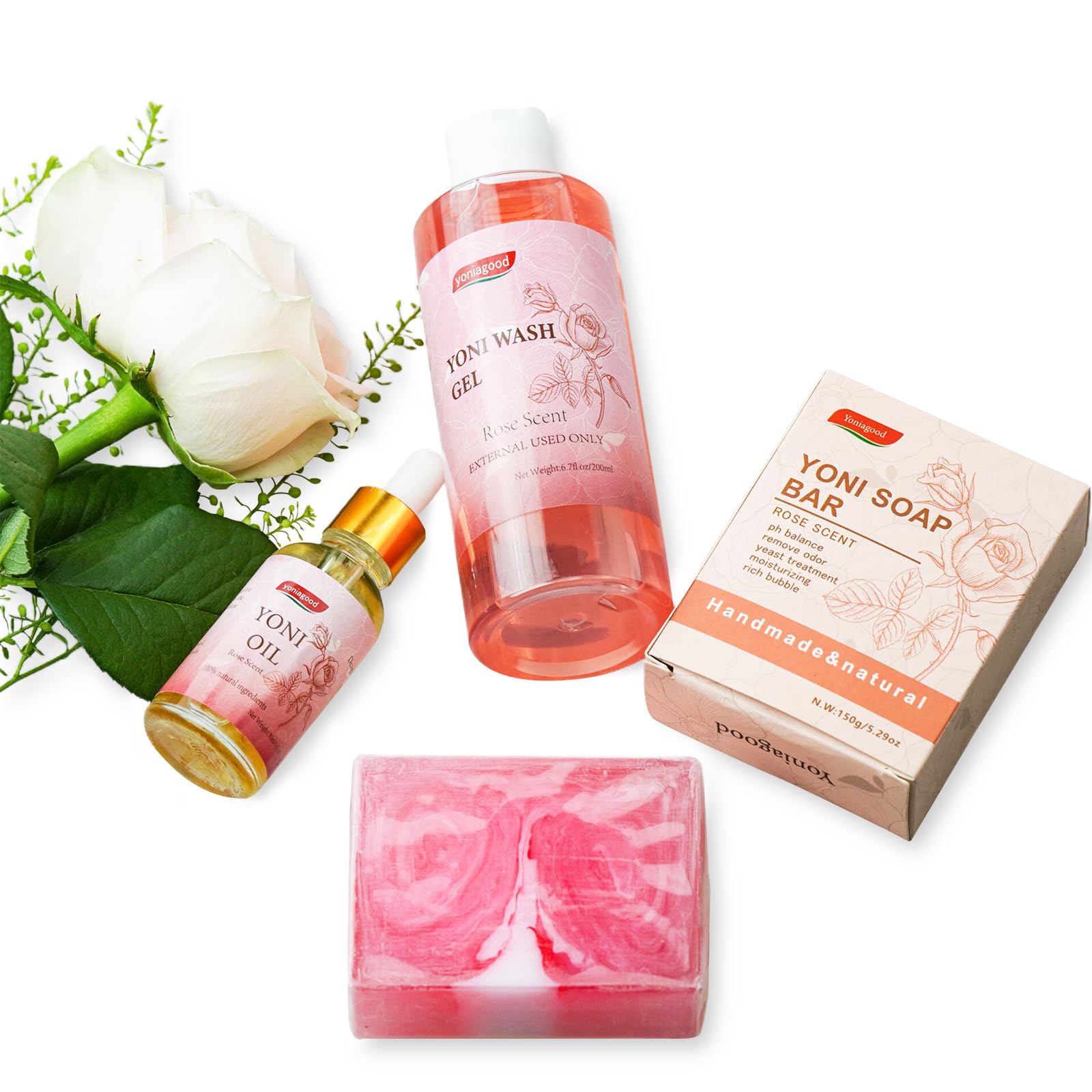 4 pack Yoni Wash Yoni Essential Oil Soap for Women Set, 2 * 30ml Feminine Oil, 6.7 fl.oz Feminine Wash yoniagoodBuy Supplements Australia