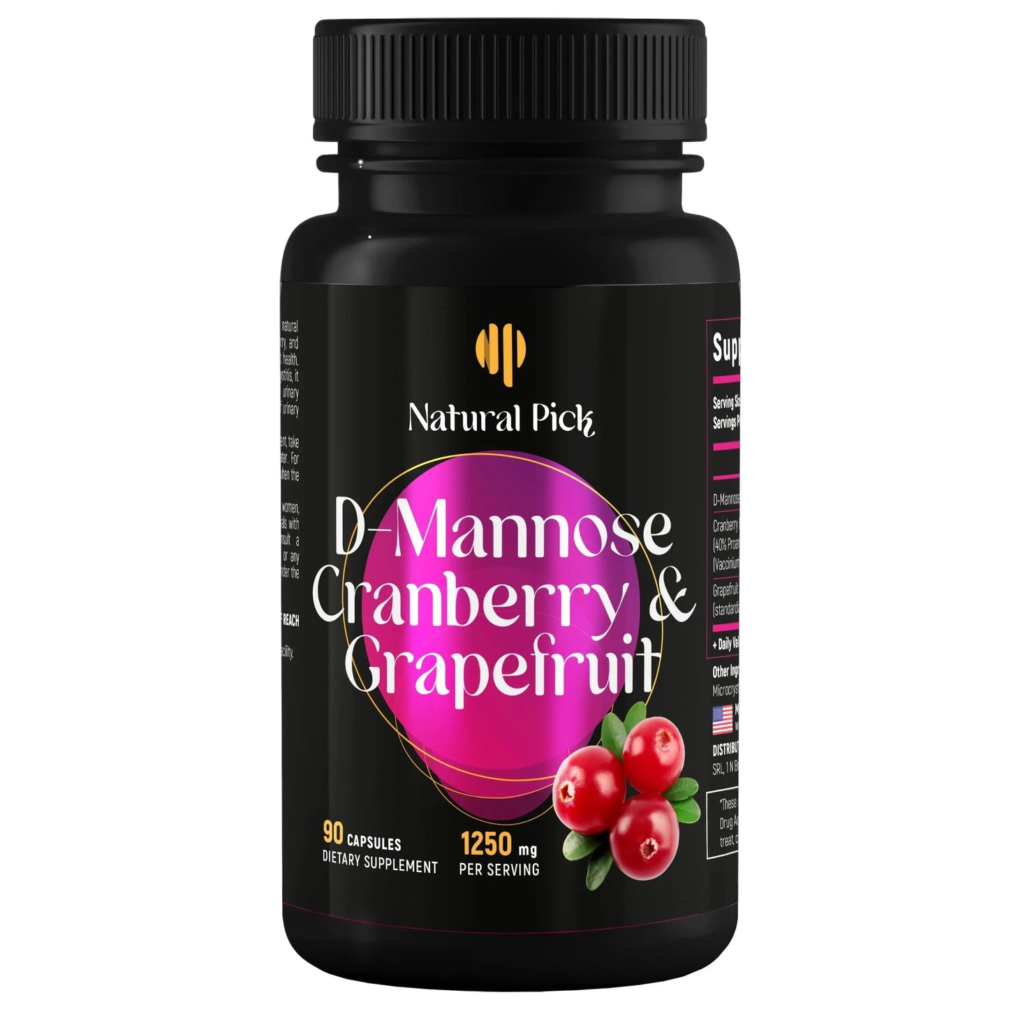 Natural Pick D-Mannose - Cranberry & Grapefruit – Cranberry Pills, UTI Treatment and Fast Relief for Women | Urinary Tract & Bladder Support. 90 Vegan Capsules, D mannose Supplements for Women Natural PickBuy Supplements Australia