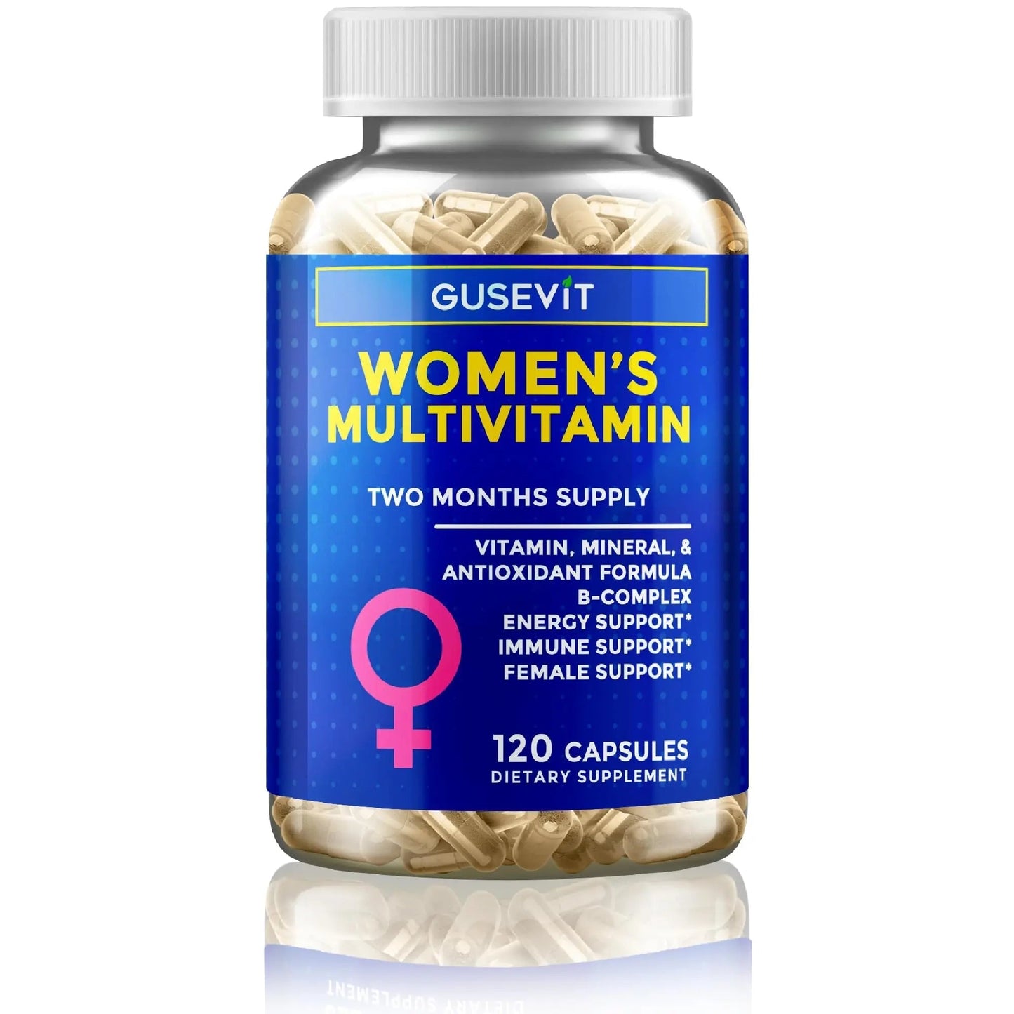 Gusevit 37-in-1 Women's Multivitamin for Immune & Stress Support, Energy Booster, Bone & Skin Health & Hair Growth | Gusevit