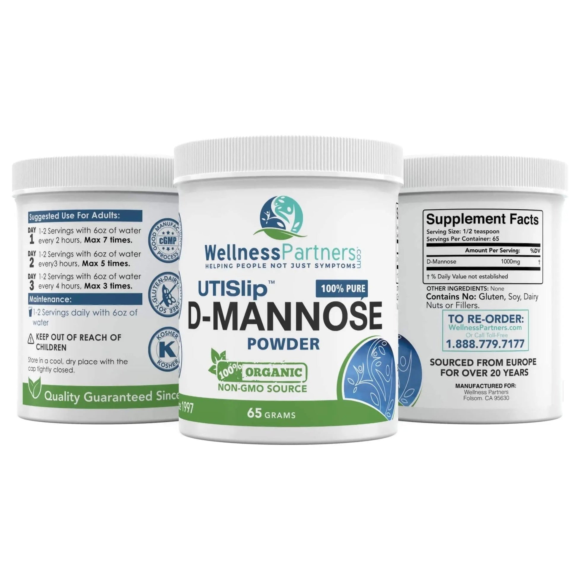 Now New UTI-Slip D Mannose Non GMO Organic Source Powder 65g jar WellnessPartnersBuy Supplements Australia