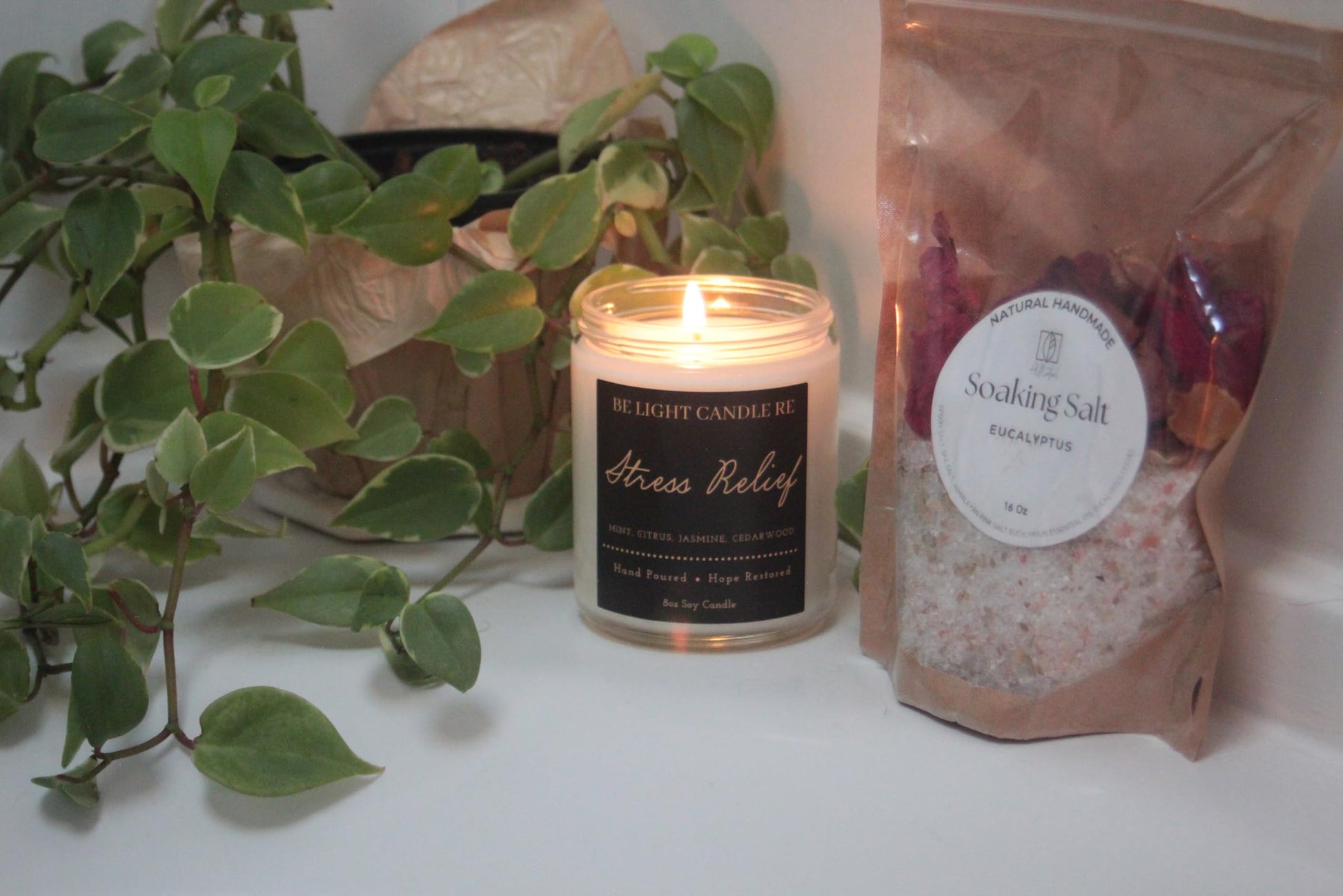 Stress Relief Candle | Purpose-Driven Soy Candles | Scented Candle for Home | 8oz Long Lasting Candle Be Light Candle REBuy Supplements Australia