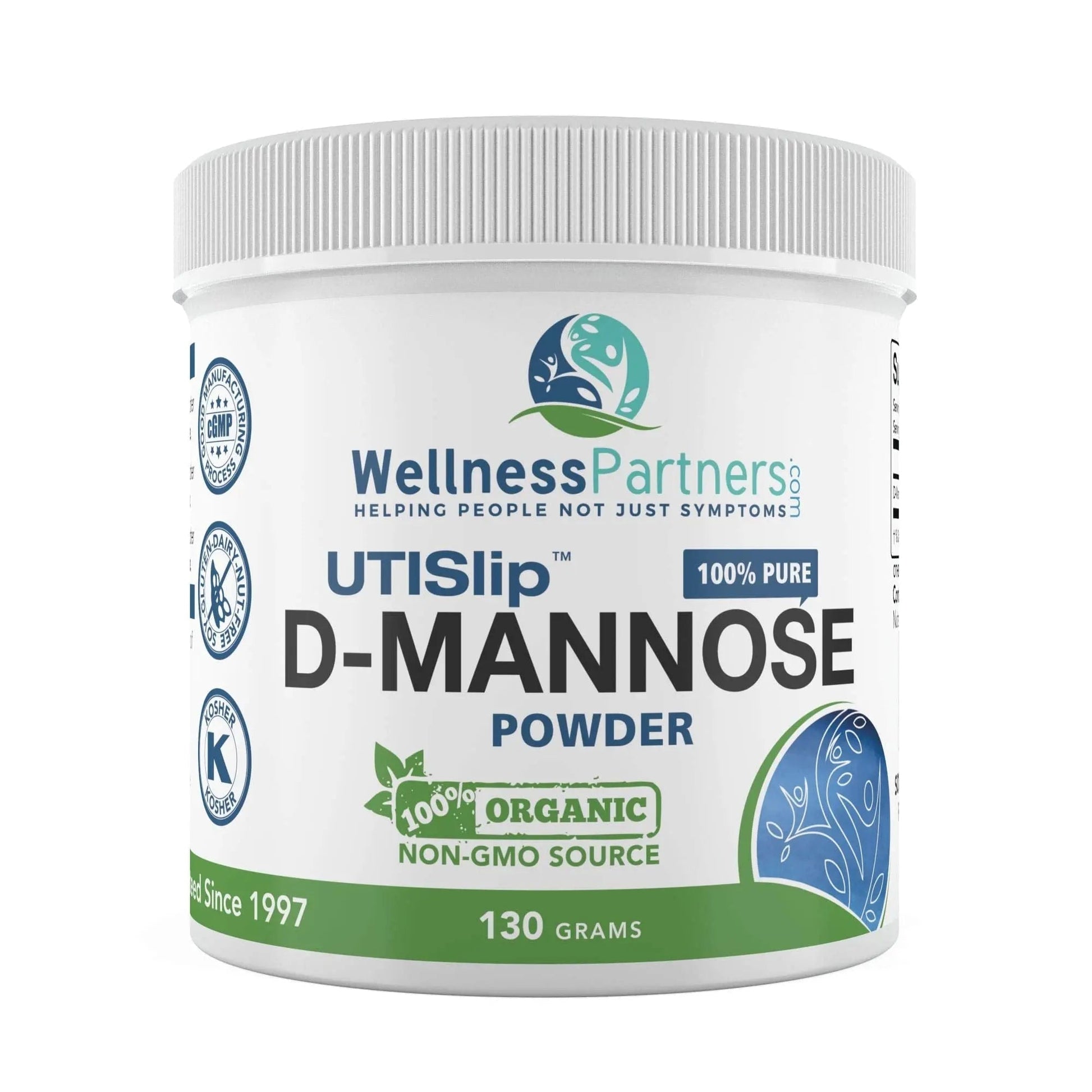 Now New UTI-Slip D Mannose Non GMO Organic Source Powder 130g jar. WellnessPartnersBuy Supplements Australia