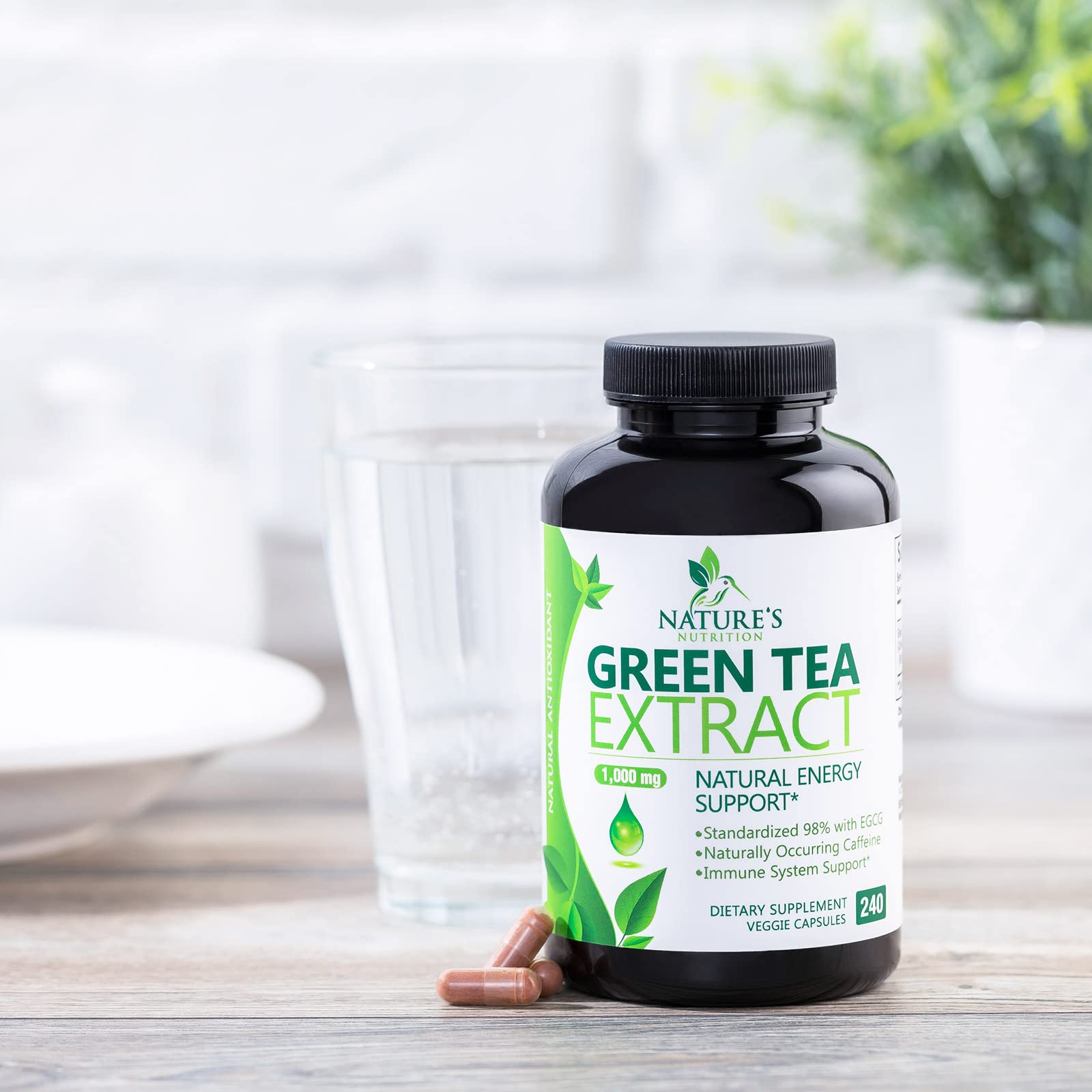 Green Tea Extract Capsules 1000mg 98% Standardized EGCG - 3X Strength for Natural Nature's NutritionBuy Supplements Australia