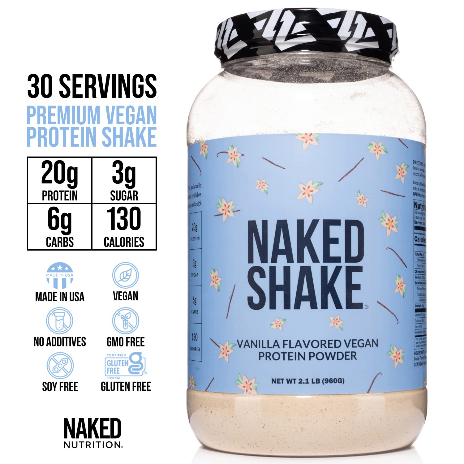 NAKED nutrition Naked Shake - Vanilla Protein Powder - Plant Based Protein Shake NAKEDBuy Supplements Australia