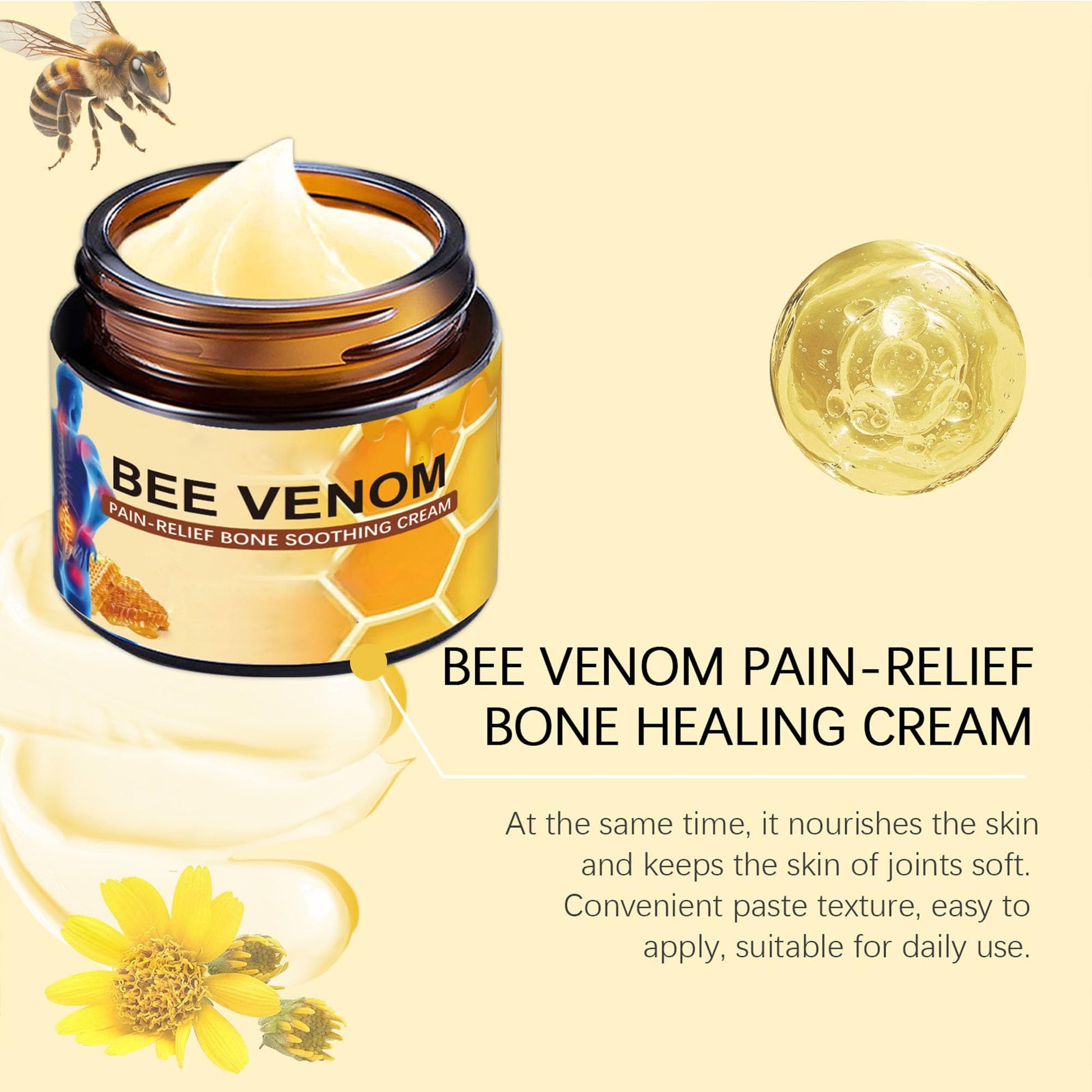Liwoci Bee Venom Cream-Suitable for Neck, Waist, Back, Hands, Feet and Leg Joint Pain Care LiwociBuy Supplements Australia