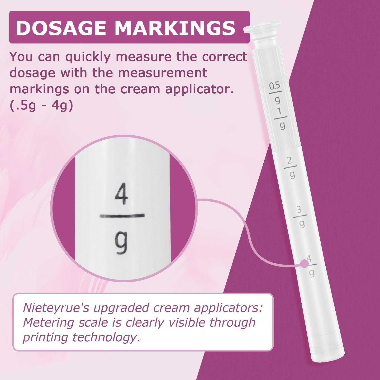 Nieteyrue Plastic Vaginial Cream Applicators (60 Packs) 2024 New Dosage Markings Individually NieteyrueBuy Supplements Australia