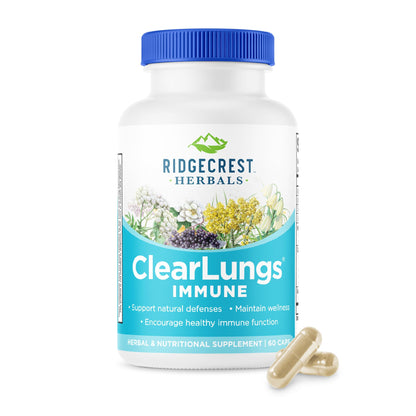 RidgeCrest Herbals ClearLungs Immune, Lung Support Supplement with Elderberry, Zinc, Vitamin C, Vitamin A, Olive Leaf, Mullein, Lung Wellness Formula for Respiratory Health (60 Vegan Caps, 30 Serv) RidgeCrest HerbalsBuy Supplements Australia