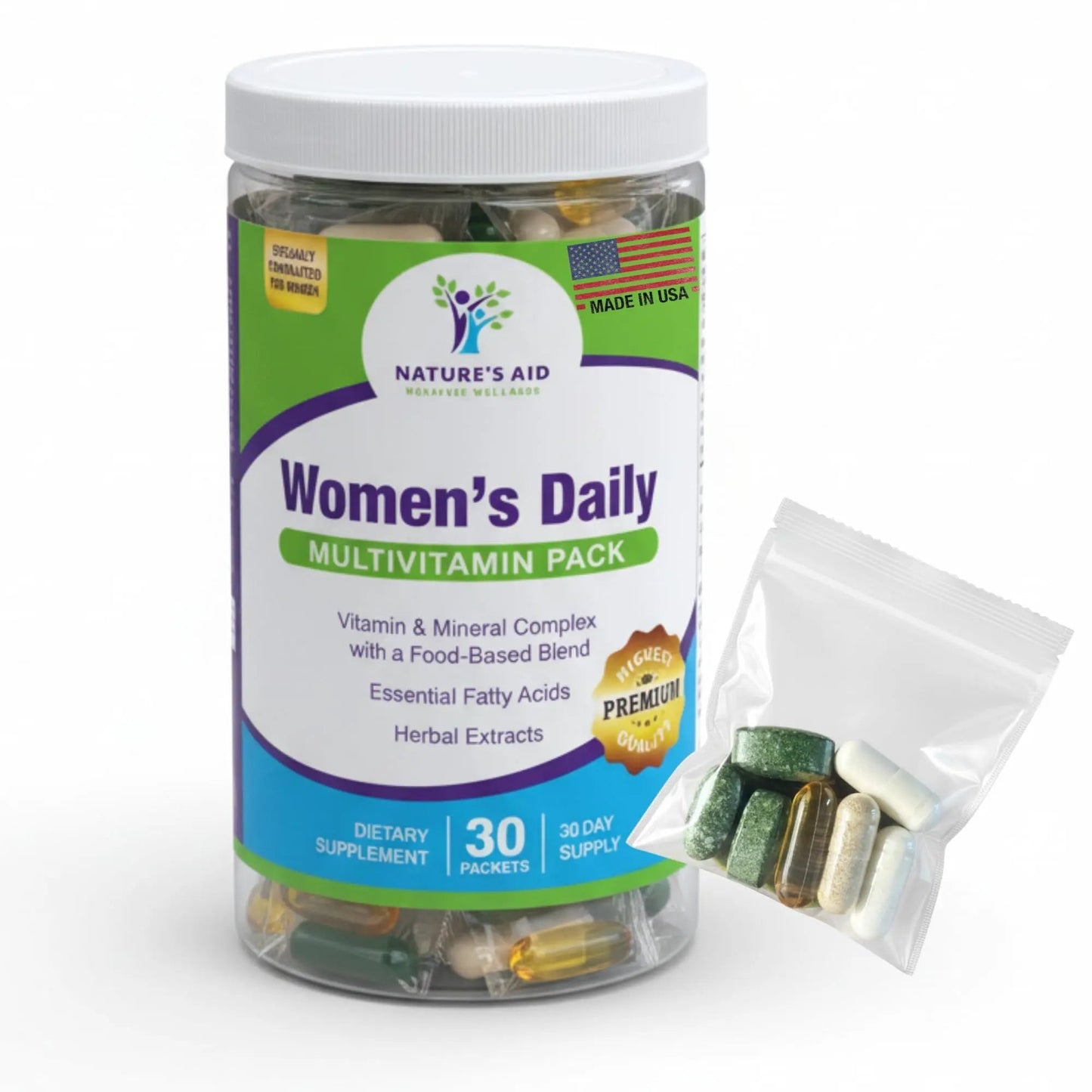 Nature’s Aid Women’s 7-30 Daily Multivitamin Packs for Energy, Focus & Performance Support | Natural Complete Vitamin Nature's Aid Holistic WellnessBuy Supplements Australia
