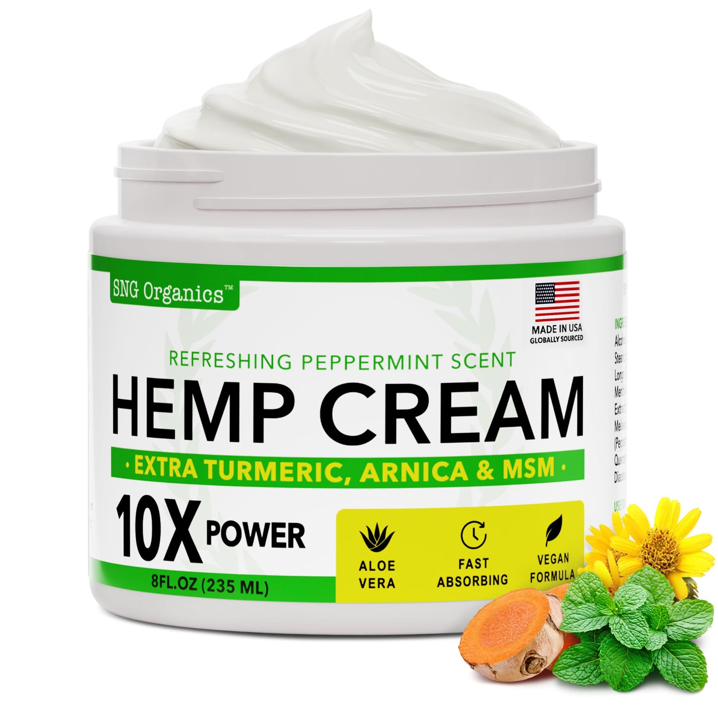 Super Natural Goods Hemp Cream with Hemp Oil, Turmeric, Arnica & Menthol – Botanical Cream with a Cooling Sensation for Localized Application (8oz) Super Natural GoodsBuy Supplements Australia