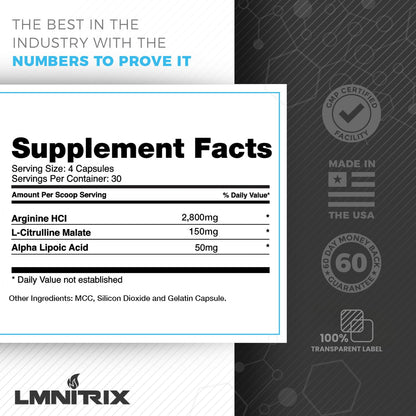 LMNITRIX VEINZ Pills ✮ Nitric Oxide Supplement with L-Arginine, L-Citrulline & ALA LMNITRIXBuy Supplements Australia