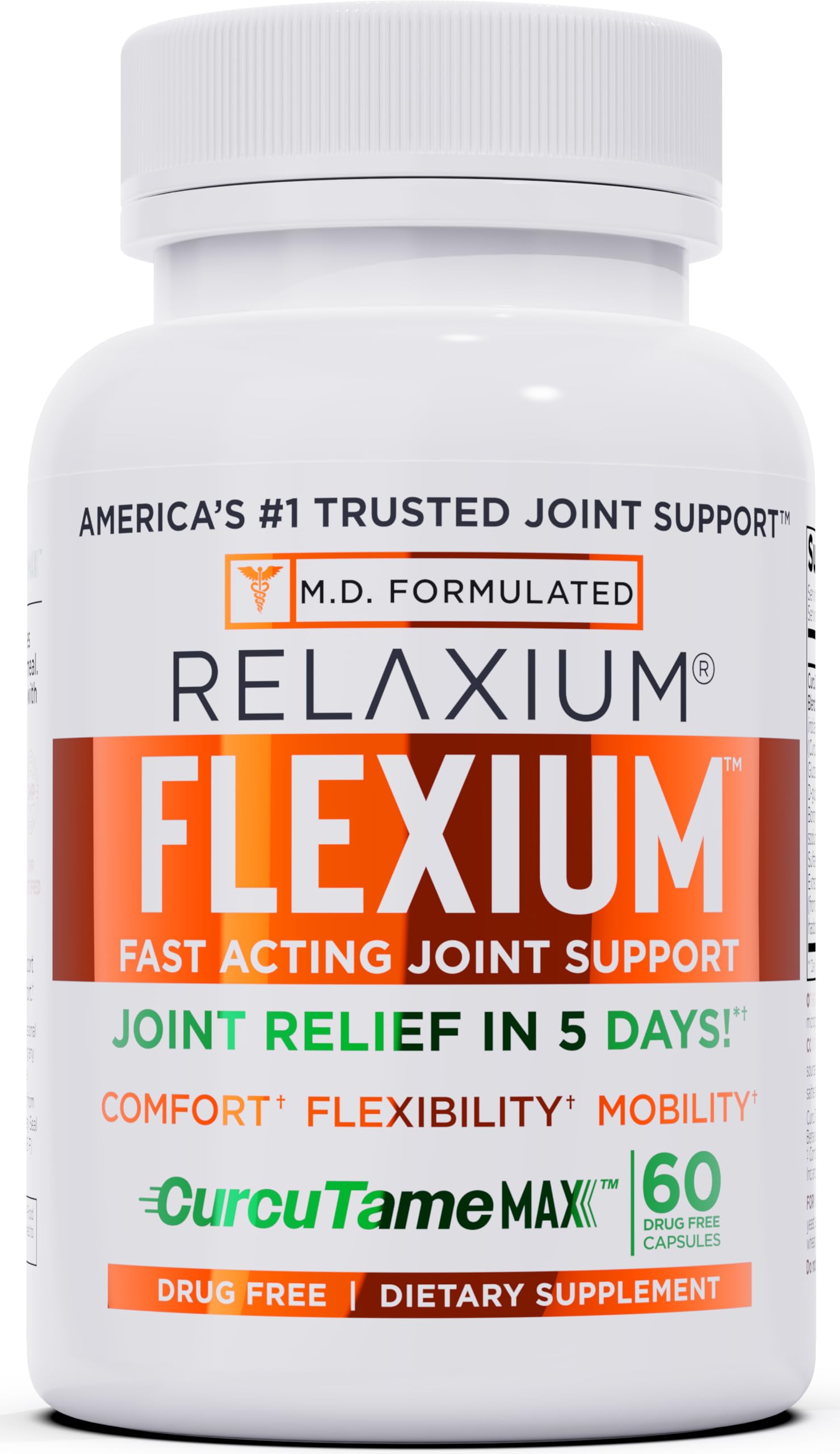 Relaxium Flexium Joint Support Supplement, Drug-Free, with CurcuTame Blend, Turmeric Supplement Formulated to Support Comfort and Mobility, 60 Capsules RelaxiumBuy Supplements Australia