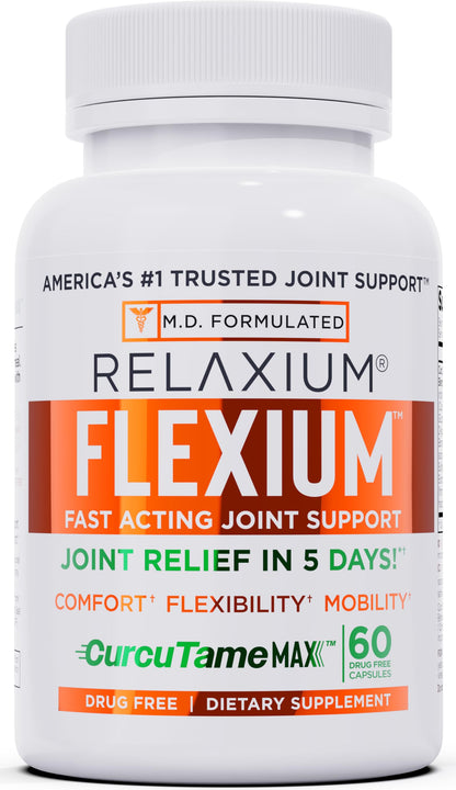 Relaxium Flexium Joint Support Supplement, Drug-Free, with CurcuTame Blend, Turmeric Supplement Formulated to Support Comfort and Mobility, 60 Capsules RelaxiumBuy Supplements Australia
