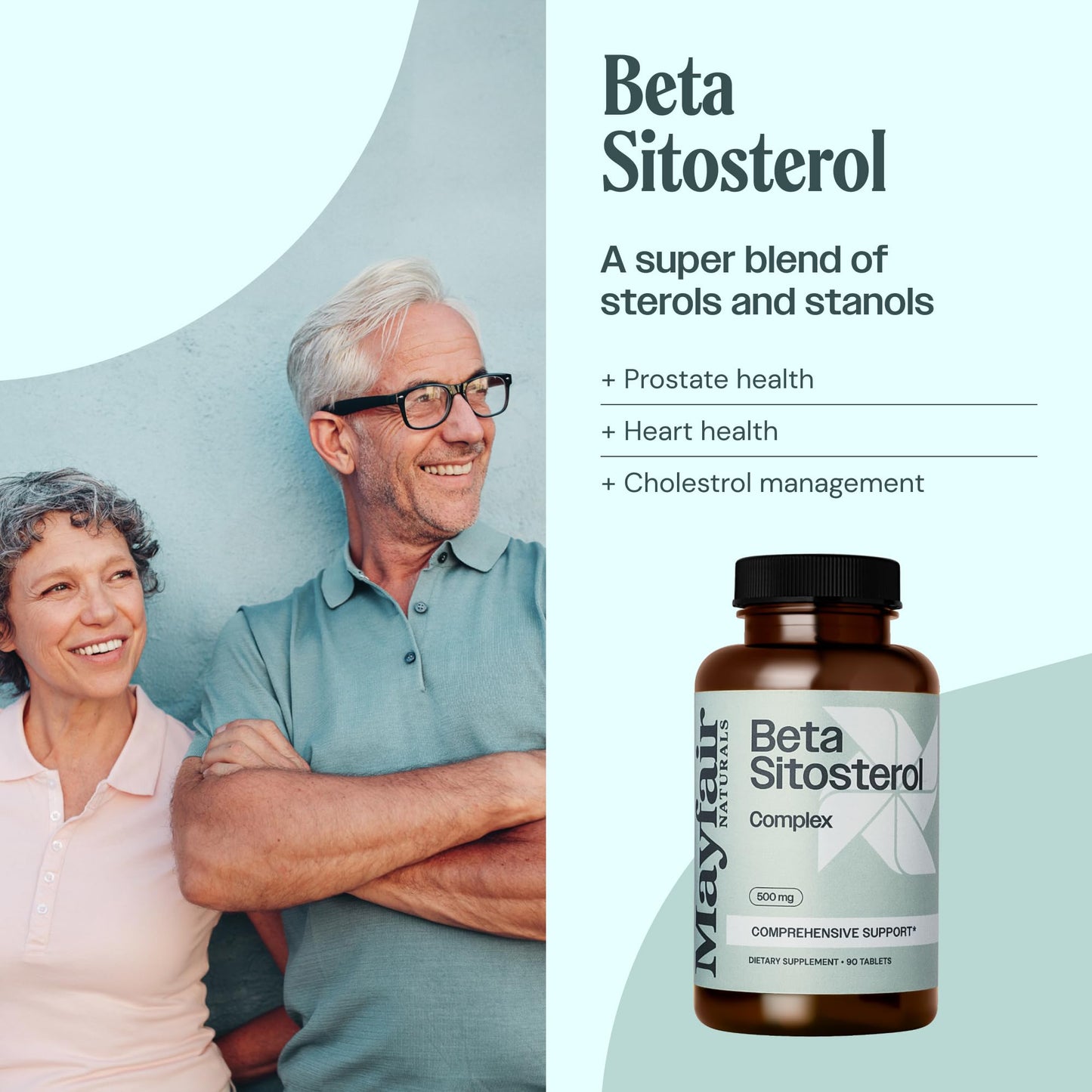 Mayfair Naturals Beta Sitosterol Complex (2 Pack), 500mg, Plant Sourced, 90 Tablets Each (180 Total), Comprehensive Support Supplement Mayfair NaturalsBuy Supplements Australia