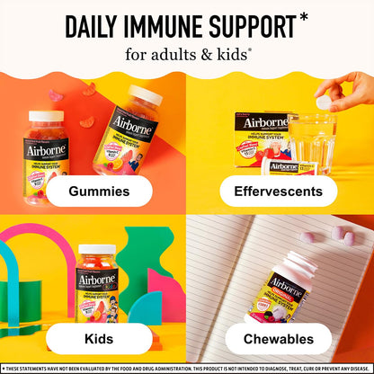 Airborne 750mg Vitamin C Immune Support Supplement Gummies for Adults, Assorted Fruit Flavor, Gluten Free Crafted Blend with Powerful Antioxidants Vitamins A C & E, 42 Gummies (2 Pack) AirborneBuy Supplements Australia