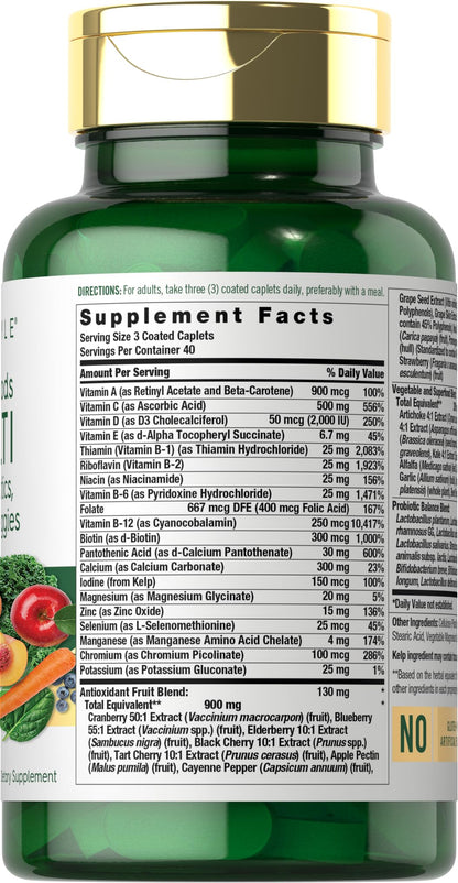 Carlyle Fruits and Veggies Supplement | 120 Count | Superfood Multivitamin with Probiotics | Made with 20 Fruits and Vegetables | Non-GMO & Gluten Free CarlyleBuy Supplements Australia