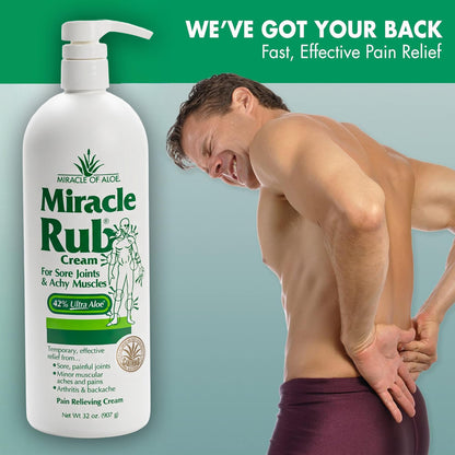 Miracle of Aloe Miracle Rub Pain Relieving Cream 32 oz, Fast & Effective Relief for Arthritis, Muscle, and Joint Pain - Maximum Strength UltraAloe Formula, Topical Analgesic Miracle of AloeBuy Supplements Australia