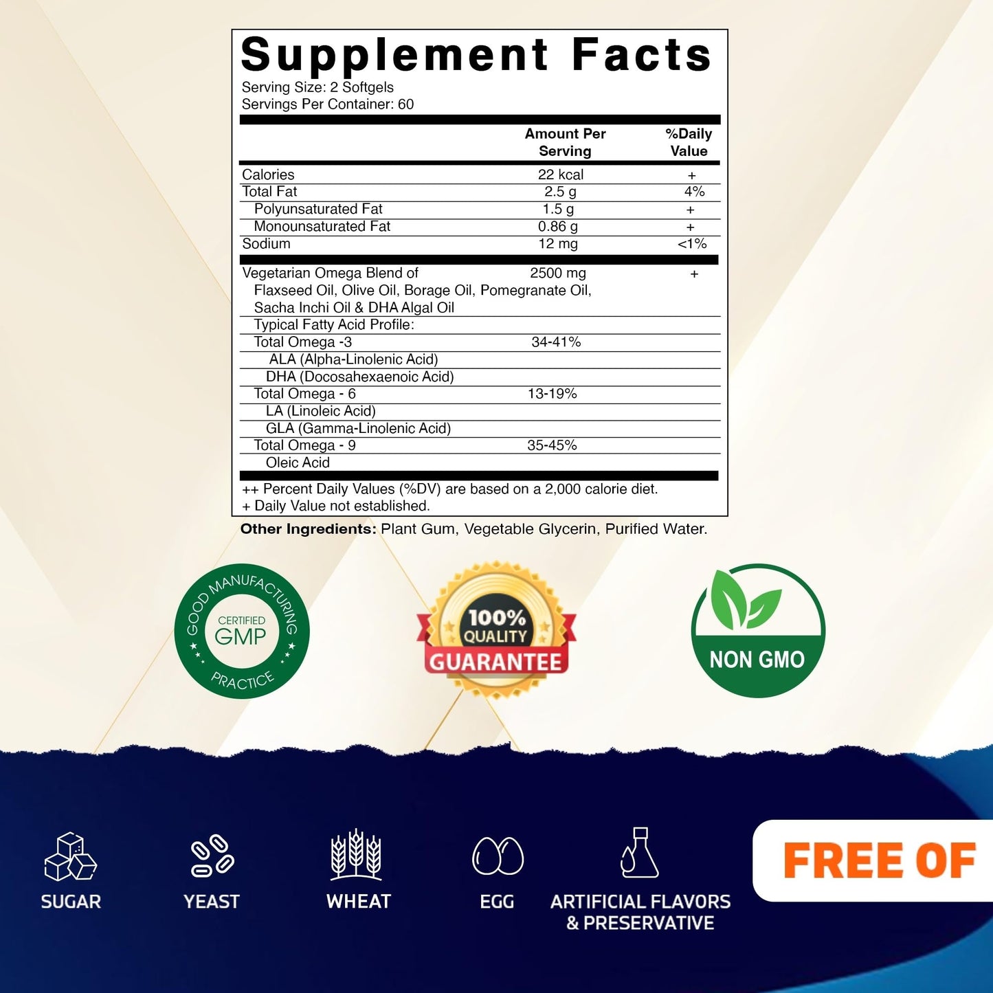 Vitamatic Vegan Omega 3-6-9 Complex 1250mg | Flaxseed, Olive, Borage & Algae Oils | Plant-Based Omegas | 120 Softgels VitamaticBuy Supplements Australia
