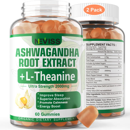 NEVISS Ashwagandha Gummies 2000mg, Feel Refreshed, Plus Proprietary Blend