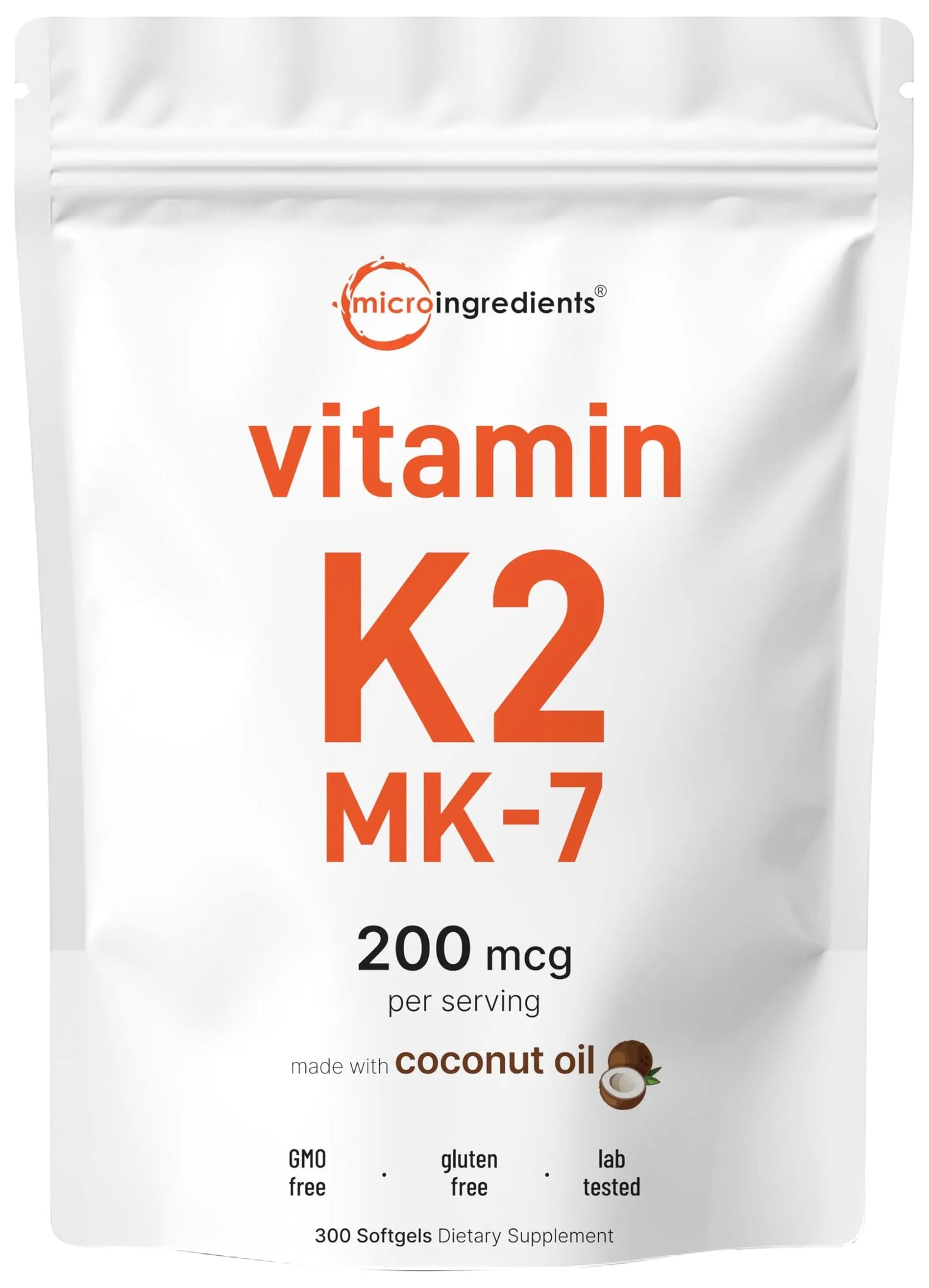 Micro Ingredients Vitamin K2 MK-7 Supplement, 200 mcg Per Serving, 300 Coconut Oil Softgles | Easily Absorbed, Active Menaquinone Form | Micro IngredientsBuy Supplements Australia