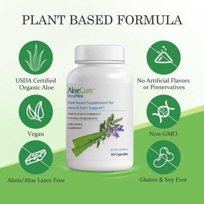 AloeCure VeraFlex Natural Joint Health, 60 Capsules, Clinically Tested Natural Plant-Based Formula to Support Comfort, Mobility and Flexibility - Featuring Organic Aloe Vera AloeCureBuy Supplements Australia
