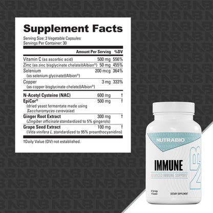 NutraBio Immune Support Supplement with EpiCor - 90 Vegetable Capsules NutraBioBuy Supplements Australia