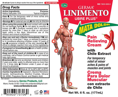Germa Liniment Udder Plus. Natural Topical Analgesic Ointment. Relief for Pain and Aches in Joints and Back. With Chile Extract. 6 oz. Pack of 3 GermaBuy Supplements Australia