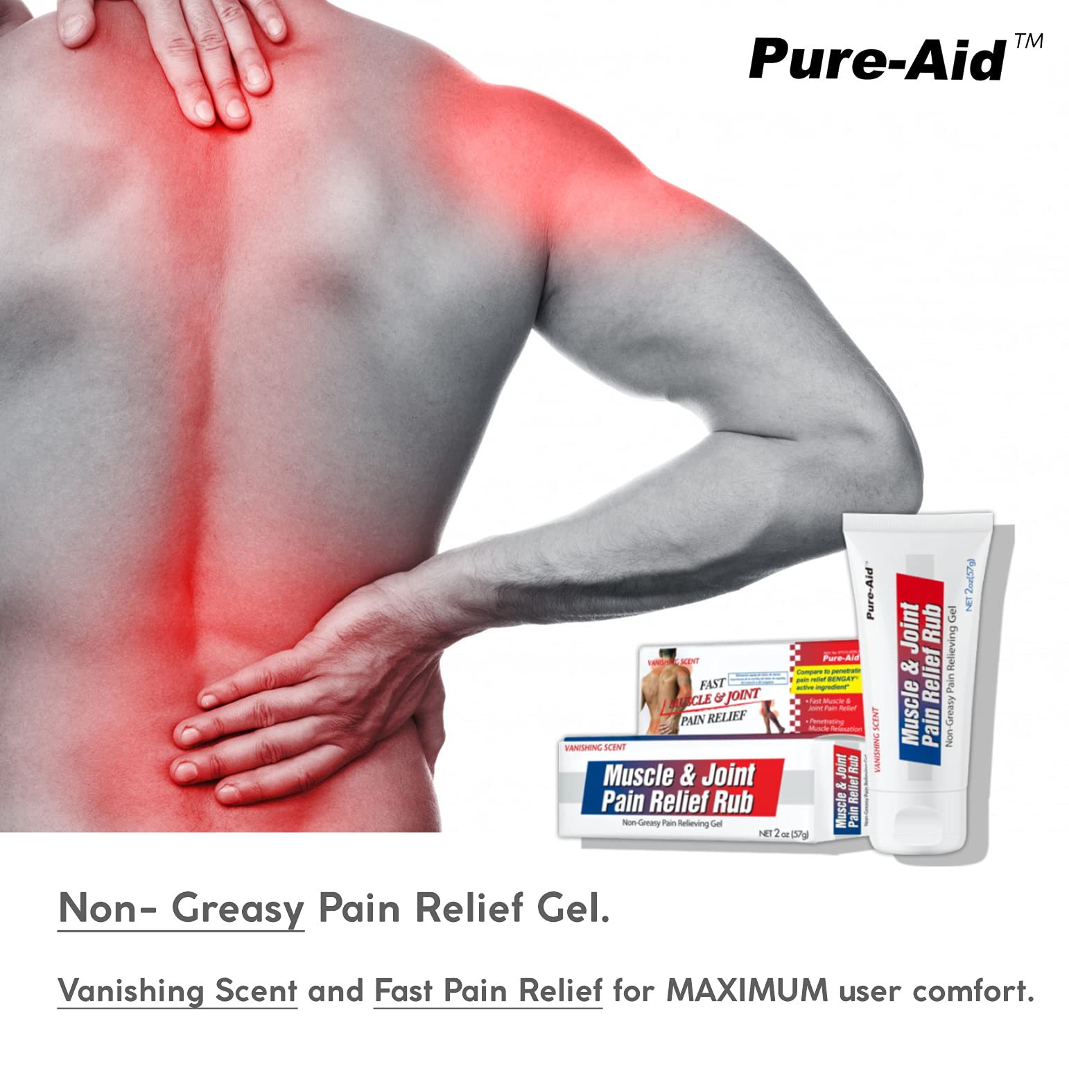 Pure-Aid Muscle & Joint Pain Relief Rub, Fast Relief from Minor Arthritis, Backache, Muscle & Joint Pain Non-Greasy Cream, 2oz (4pk) Pure-AidBuy Supplements Australia