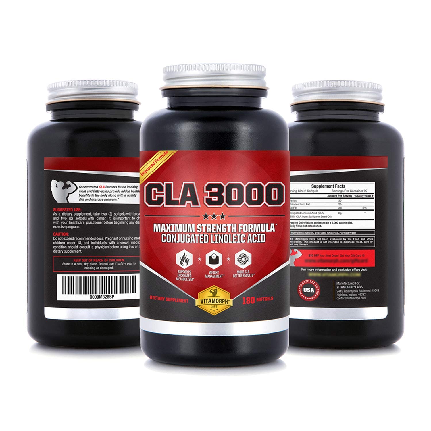 Vitamorph Labs CLA 3000 - CLA Safflower Oil for Metabolism and Weight Loss Management VitamorphBuy Supplements Australia
