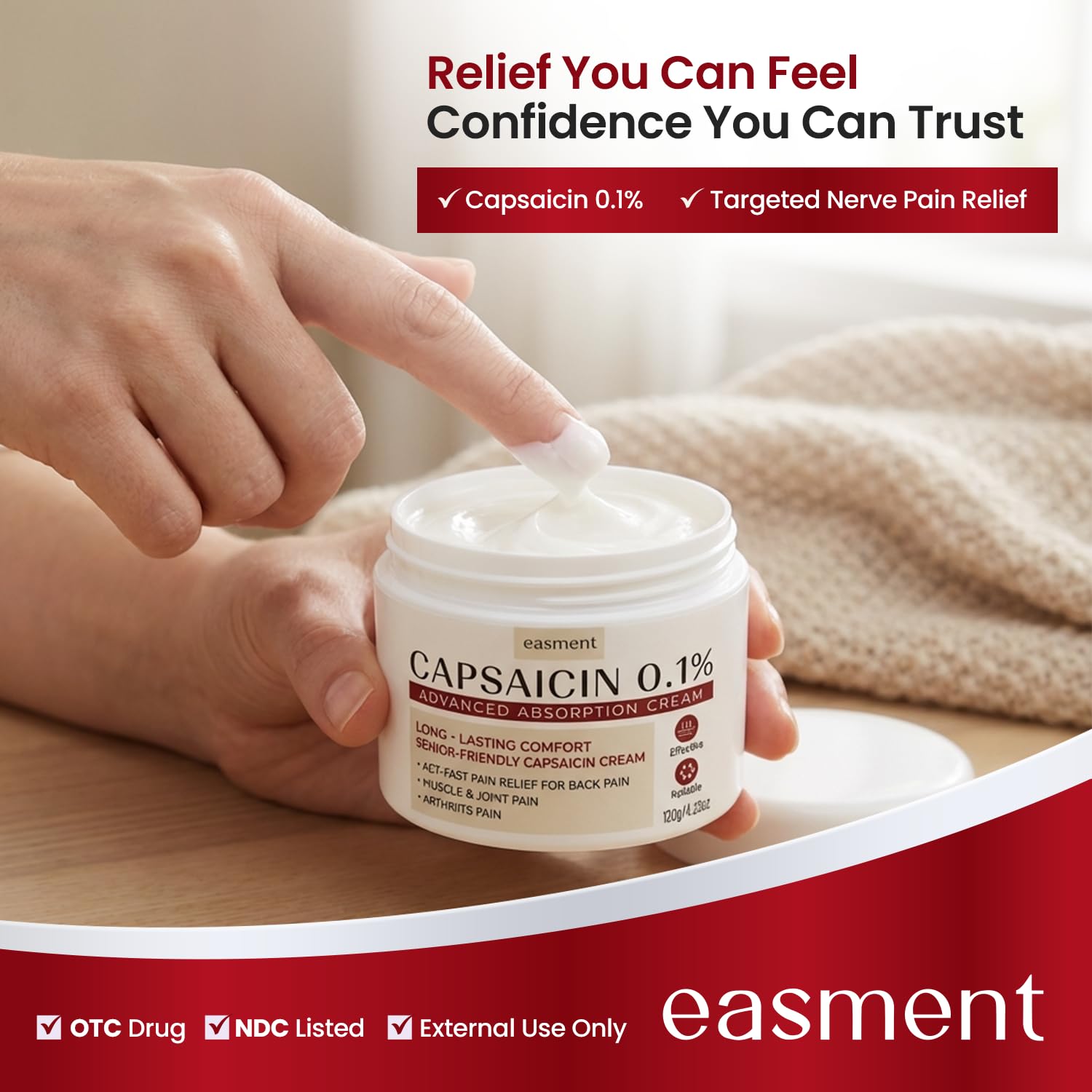 Easment Capsaicin Pain Relief Cream – Topical Arthritis & Muscle Pain Relief for Joint, Nerve & Back Pain – Medicated Pain Cream with Capsaicin 0.1% – Arnica, Aloe & Chamomile, 4.23 Fl Oz EasmentBuy Supplements Australia