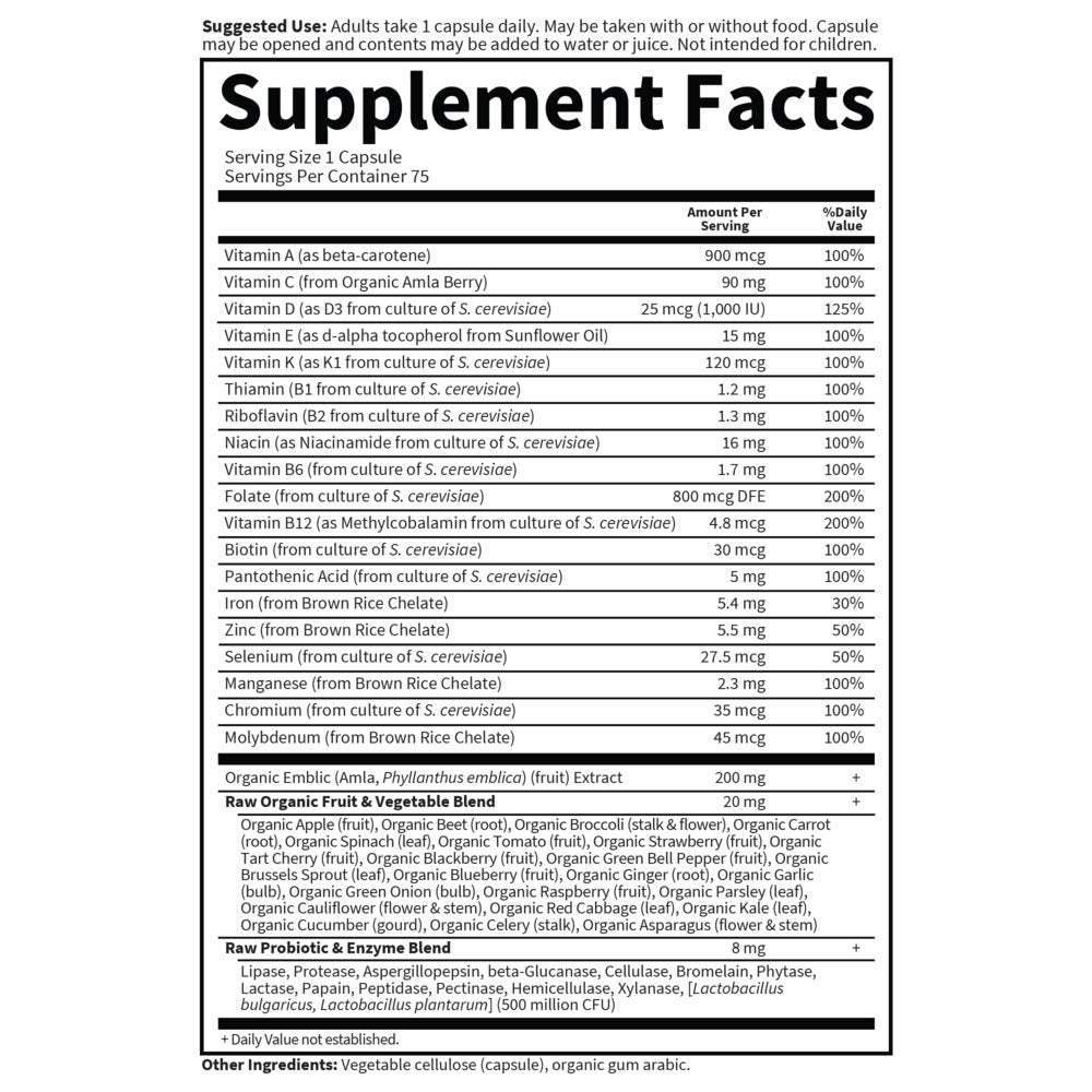 Garden of Life Vitamin Code Raw One for Women, Once Daily Women's Multivitamin - 75 Capsules, One a Day Vitamins Whole Food Iron,