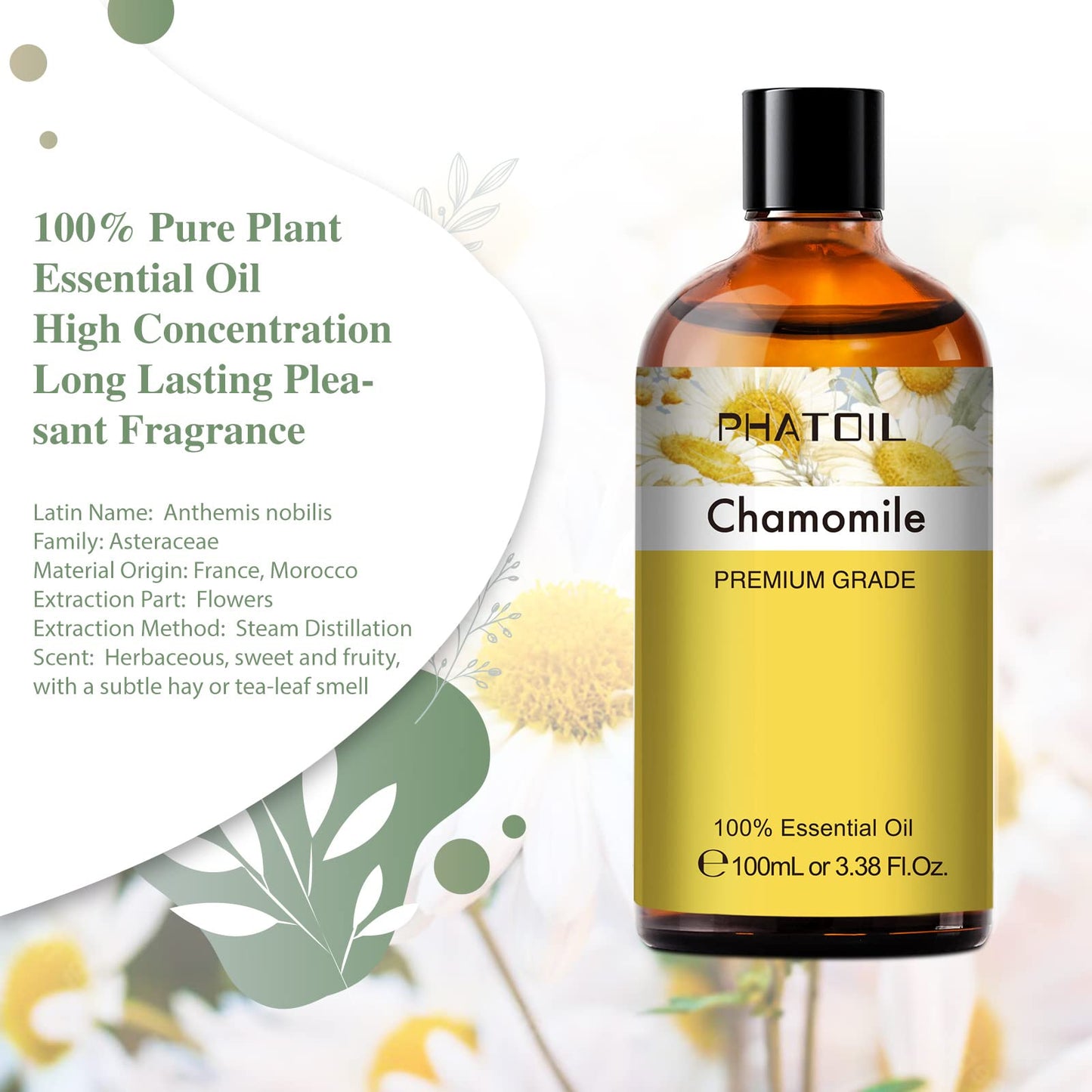 PHATOIL 100ML Chamomile Essential Oil - 3.38FL.OZ Essential Oils for Diffusers for Home PHATOILBuy Supplements Australia
