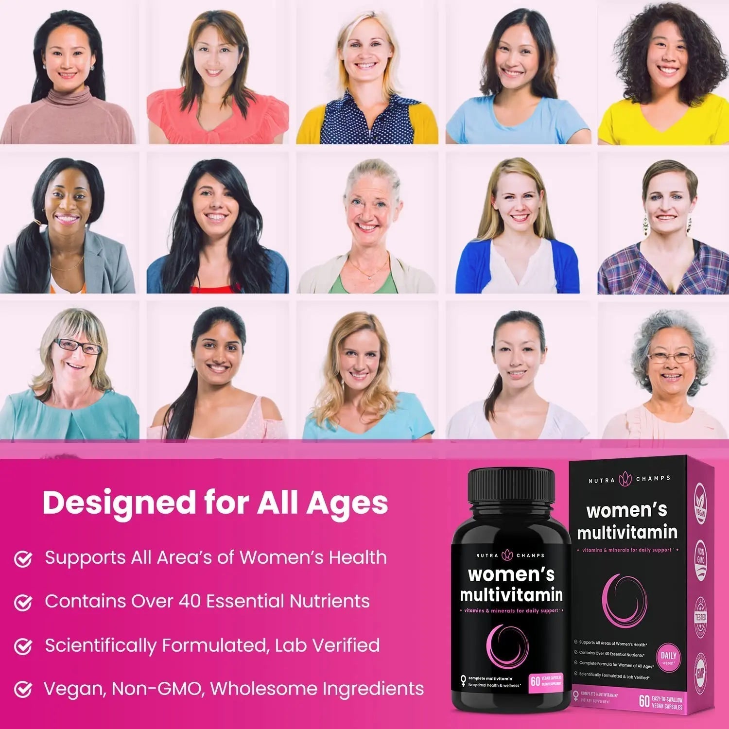 NutraChamps Multivitamin for Women, 240 Count, Vitamins A, B, C, D, E, Biotin, Folic Acid, Womens Gummy Multivitamins, Chewable Daily (Pack of 2) NutraChampsBuy Supplements Australia
