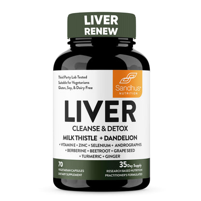 Sandhu's Liver Renew Cleanse Detox, Repair & Support |70 Capsules| 1 Month+ Supply