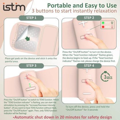 iStim S1 Wireless TENS Unit for Menstrual Relief – Period Pain Relief Device for Period Cramps and Back Pain, TENS Machine with Heat, Rechargeable Drug-Free TENS Massager with Japanese Gel Pads iSTIMBuy Supplements Australia