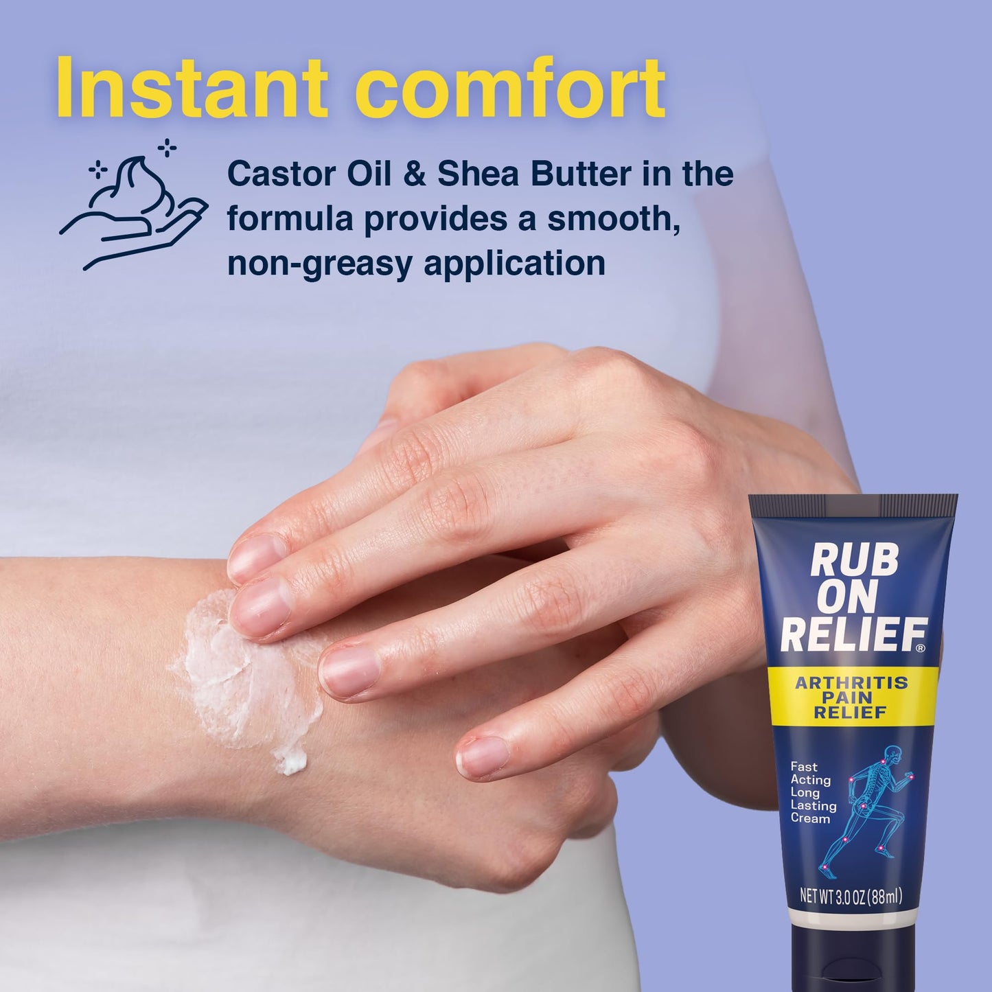 RUB ON RELIEF Arthritis Pain Relief Cream – 10-in-1 Non-Greasy Joints Pain Cream for Knees, Back, Neck, Hands, & Muscle Aches with Menthol, Camphor, Arnica, MSM & Turmeric Up to 8 Hours, 3oz (1 Pack) RUB ON RELIEFBuy Supplements Australia