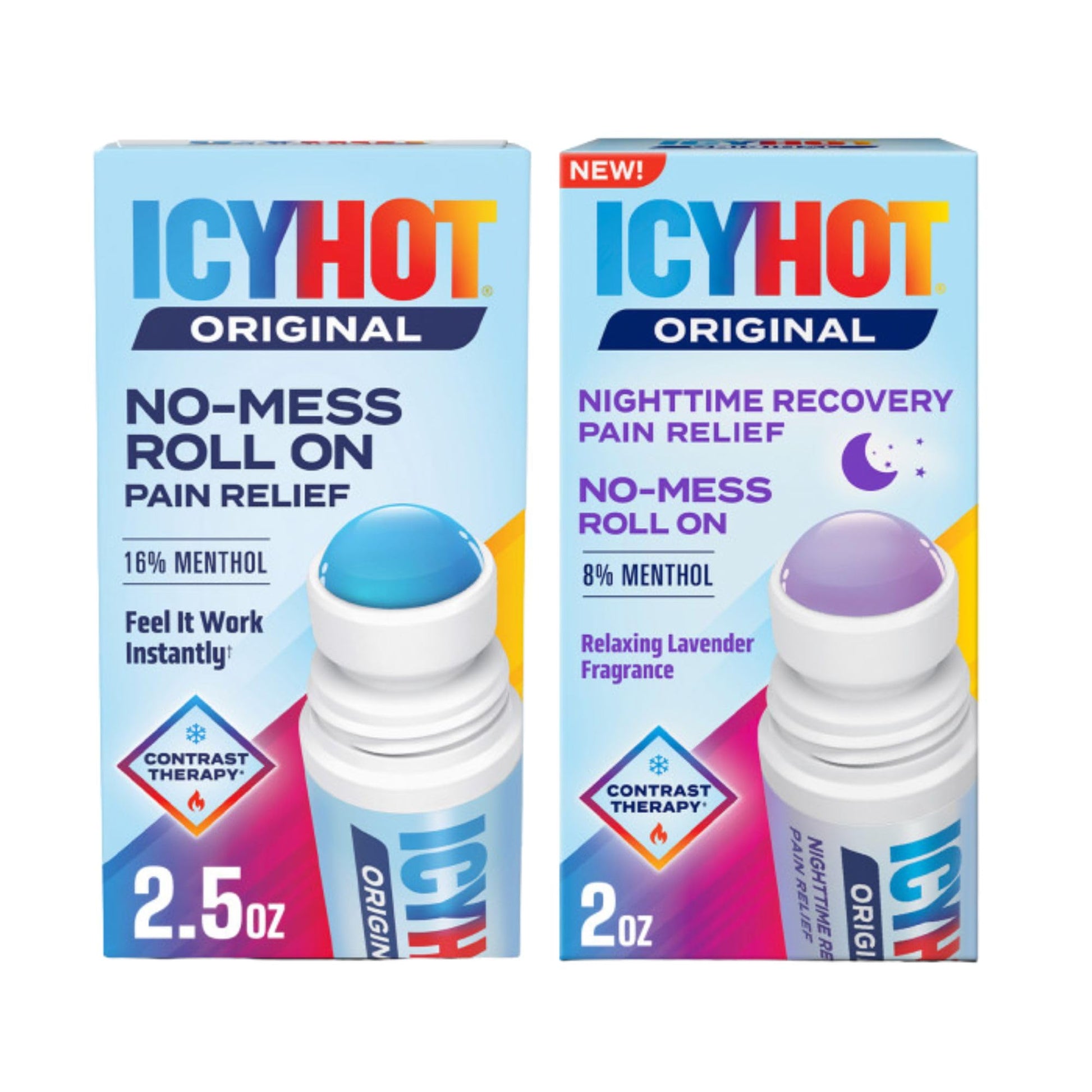 Icy Hot Original (2.5 oz.) & Nighttime Recovery (2 oz.) Pain Relief No-Mess Roll-On Applicator, Fast-Acting Pain Relief, Contrast Therapy for Backaches, Joints, Muscle Strains and Arthritis Icy HotBuy Supplements Australia