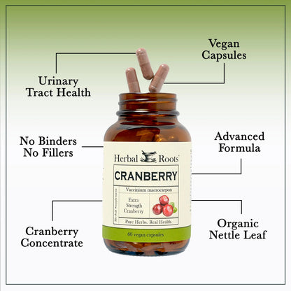 Herbal Roots Extra Strength Cranberry Pills for Women & Men with Organic Nettle | Urinary Tract Health | 60 Vegan Capsules Herbal RootsBuy Supplements Australia