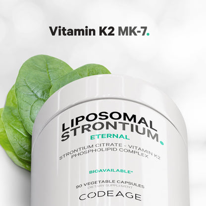 Codeage Liposomal Strontium Supplement - Strontium Citrate, Vitamin K2 MK-7, Liposomal Delivery, Non-GMO, Gluten-Free - 90 Capsules CodeageBuy Supplements Australia