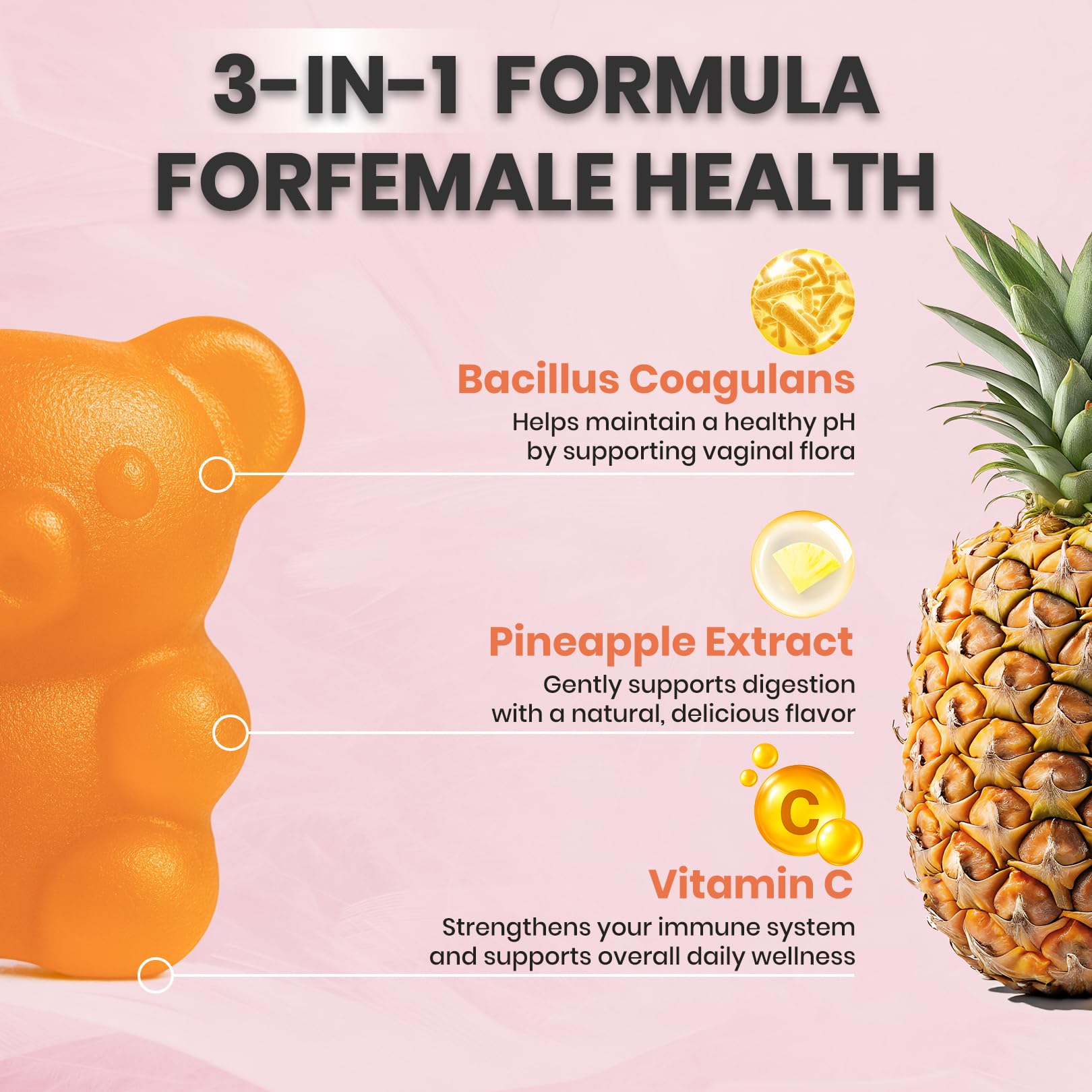 NUTRAJOY Premium Feminine Balance Gummies, for Women's Ph Health, Vaginal Wellness Support, Immune Support, Energy Support, Hawaiian Pineapple, Vegan Gluten-Free, 60 Gummies NUTRAJOYBuy Supplements Australia